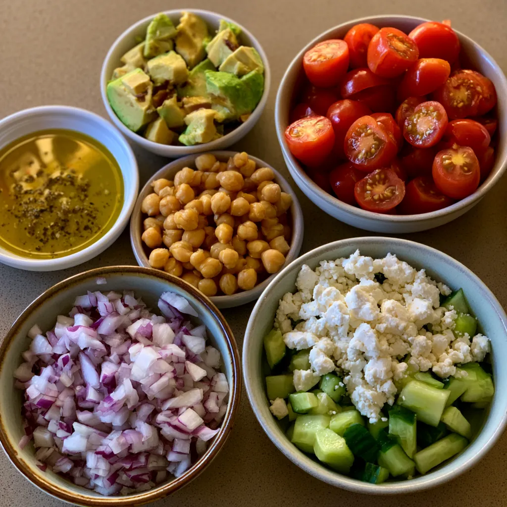 Chickpea Feta Avocado Salad