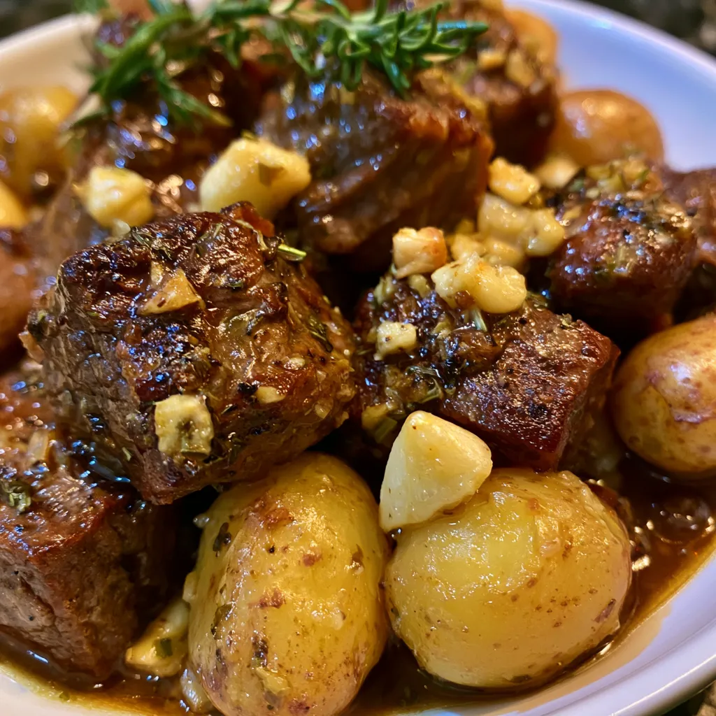 Garlic Butter Beef Bites with Potatoes