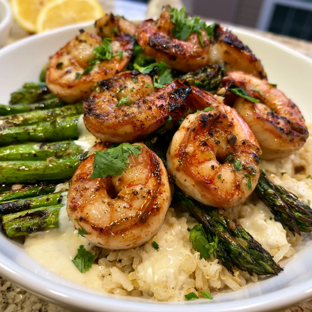 Grilled Shrimp Bowl with Asparagus