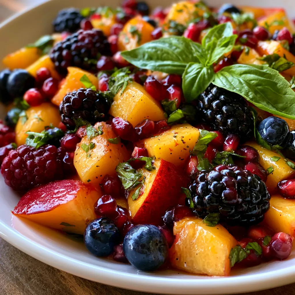 Honey Lime Basil Peach Fruit Salad