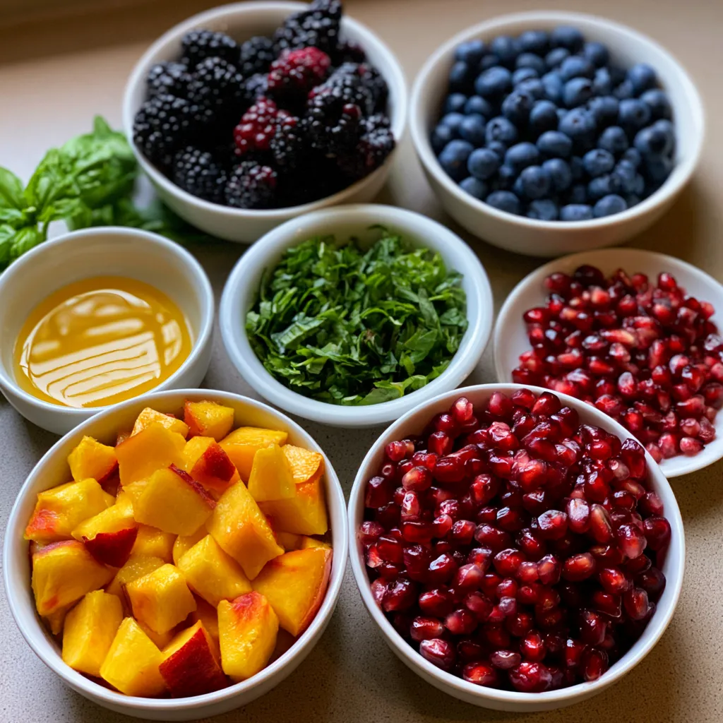 Honey Lime Basil Peach Fruit Salad