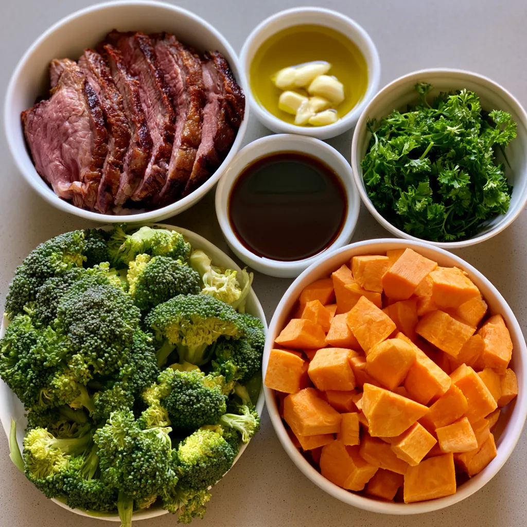 Sheet Pan Smoked Beef and Sweet Potatoes
