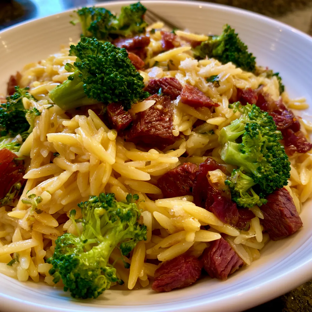 Smoked Beef and Broccoli Orzo