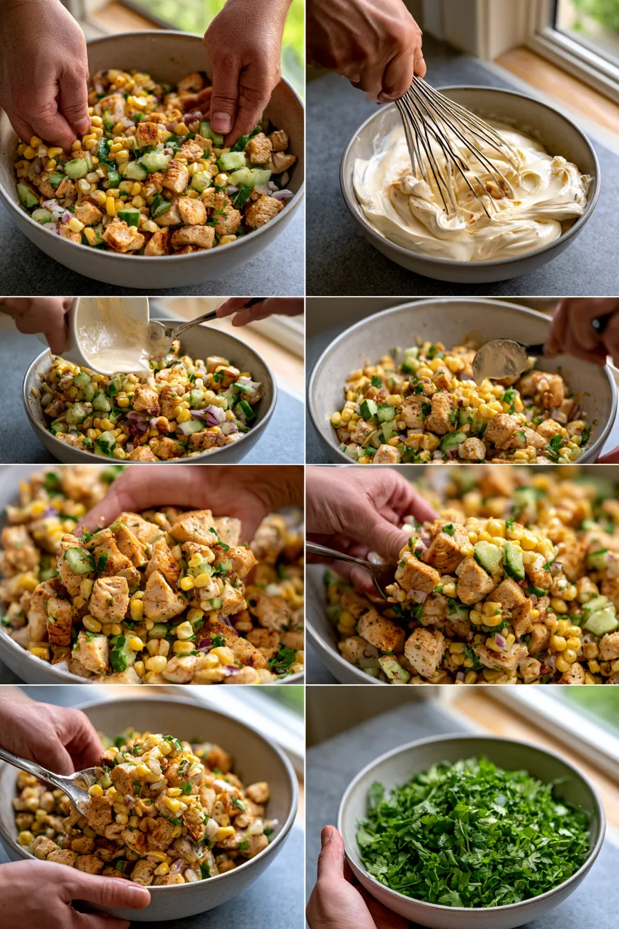 Street Corn Creamy Cucumber Chicken Salad