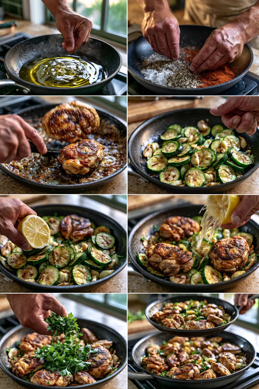 Asado Chicken with Lemon Zucchini Sauté