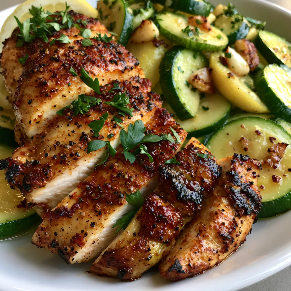 Asado Chicken with Lemon Zucchini Sauté