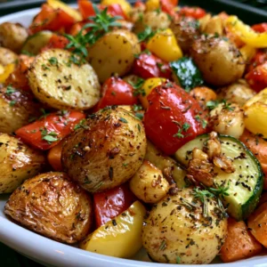 Garlic Herb Roasted Potatoes and Veggies