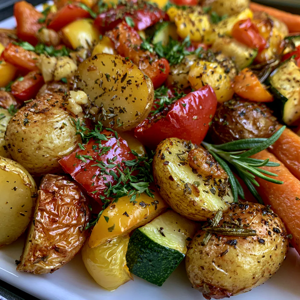 Garlic Herb Roasted Potatoes and Veggies